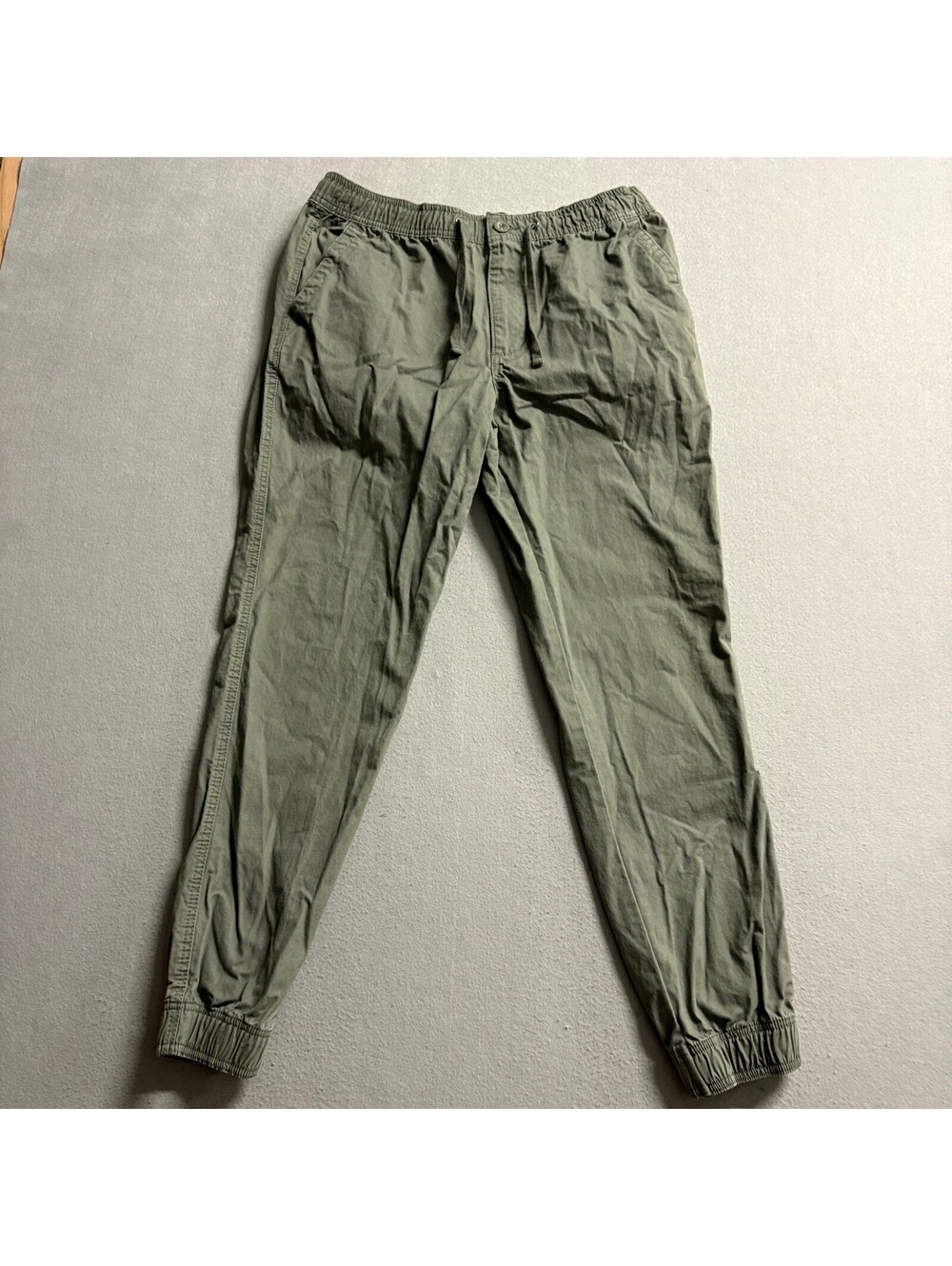 Forever 21 Men Jogger Pants Medium Green Cotton Elastic Waist Drawstring Utility